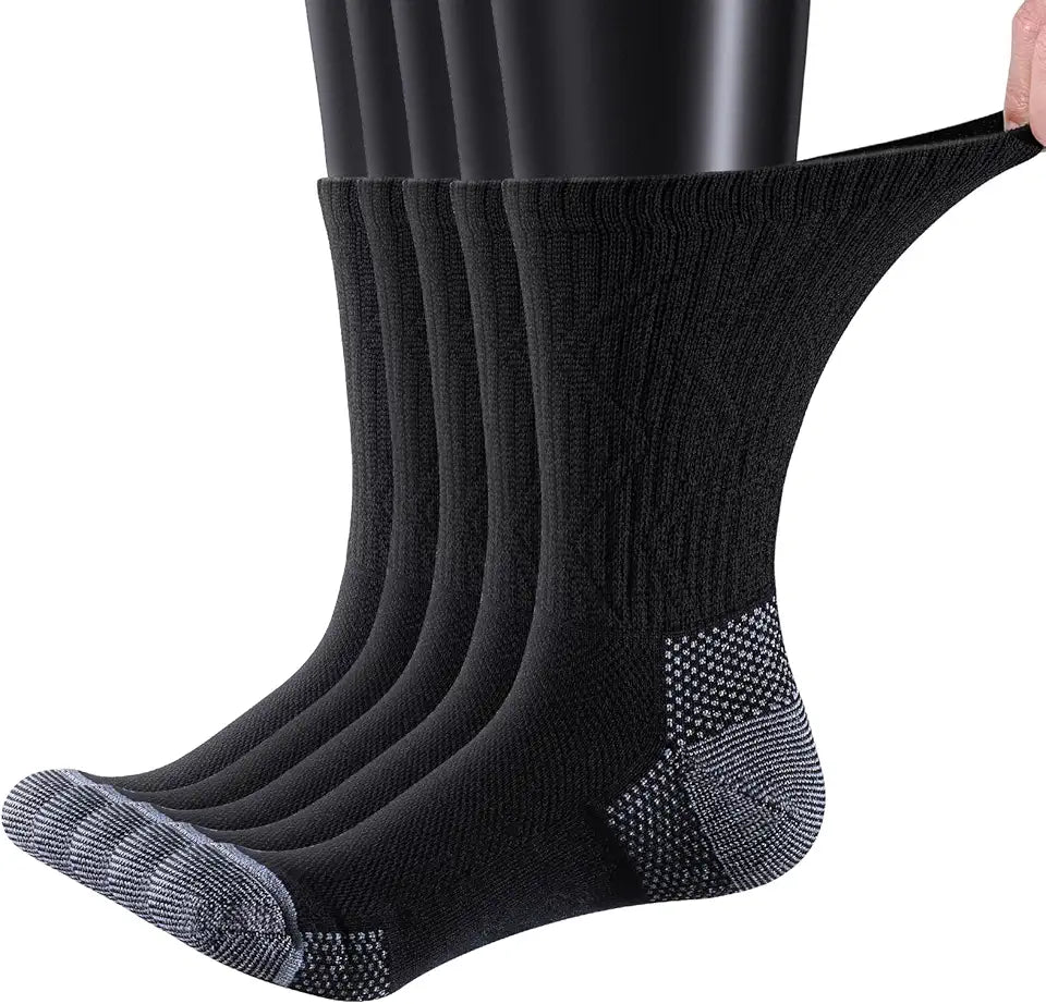 Black Viscose Bamboo Crew Diabetic Socks D797683