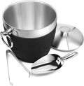 Black Double Walled Stainless Steel Insulated Ice Bucket with Nylon Holder V9109