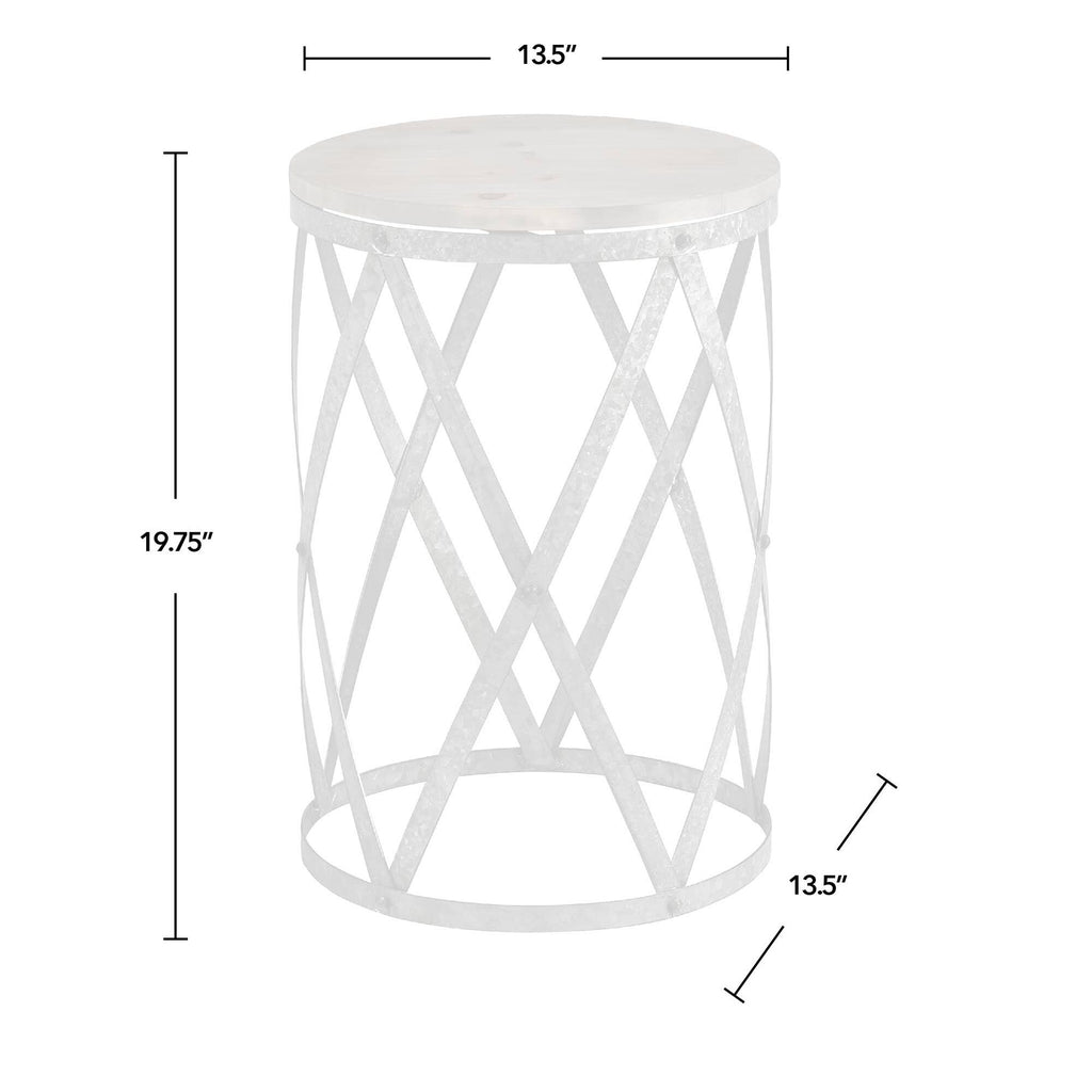 Galvanized Table, Weathered Brown, Wood, 13.5 x 13.5 x 20 in C3652