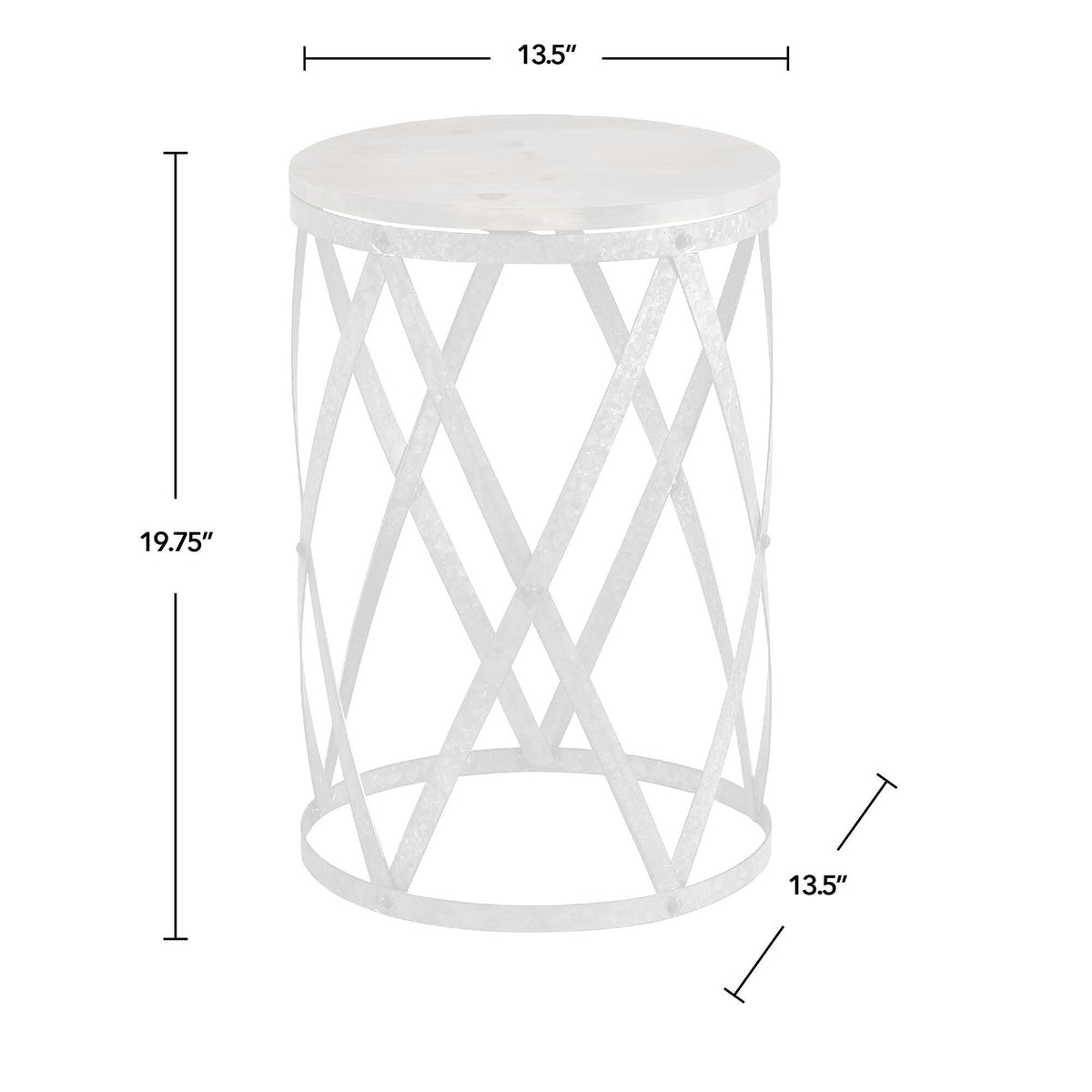 Galvanized Table, Weathered Brown, Wood, 13.5 x 13.5 x 20 in C3652