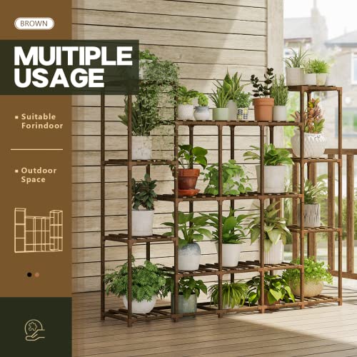 Large Wood Plant Stand for 17 Pots V6928