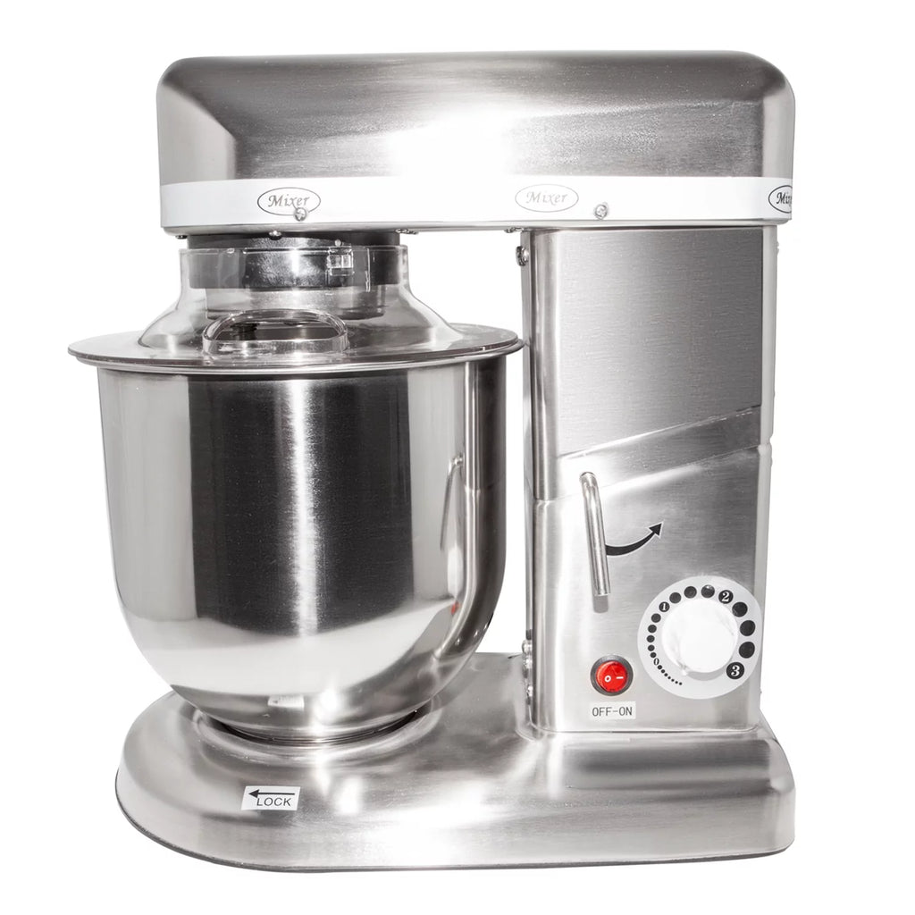 Commercial Food Mixer with Dough Hook, Wire Whip & Beater Stainless Steel 7L V1723