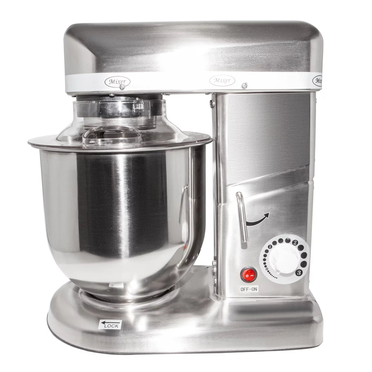 Commercial Food Mixer with Dough Hook, Wire Whip & Beater Stainless Steel 7L V1723