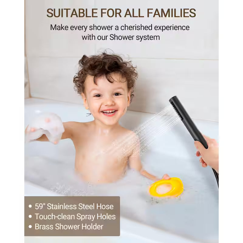 10 in. Wall Mount Shower Head and Tub Faucet 2.5 GPM Matte Black X899