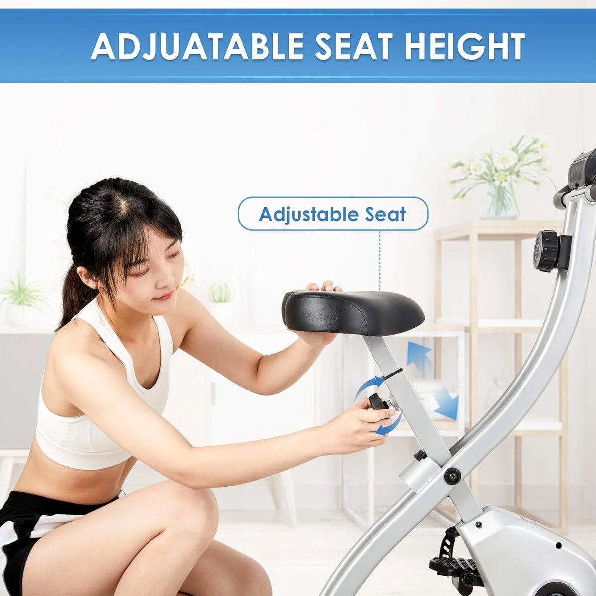 Folding Stationary Exercise Bike with LCD Monitor J6334