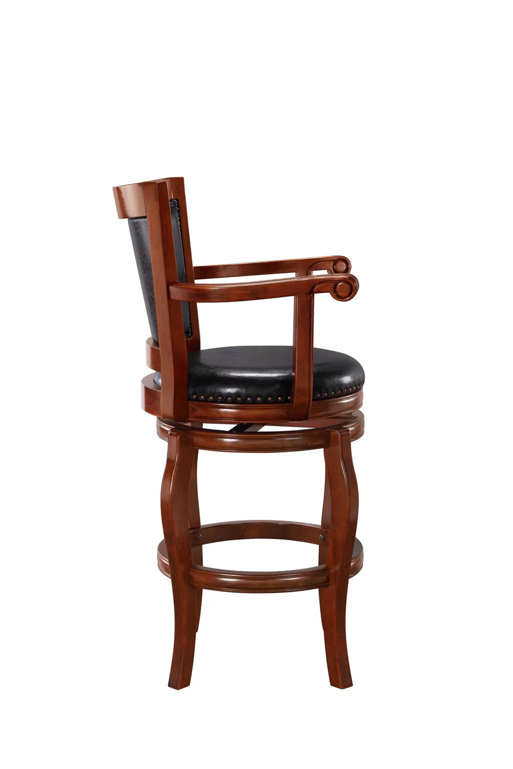 Black Cherry Wood Swivel Bar Stool with Arms E227