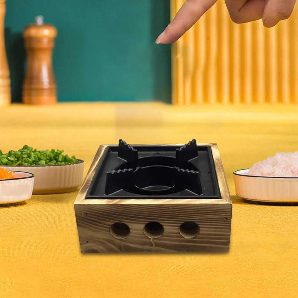 Compact Alcohol Stoves with Wooden Base 16cm M279