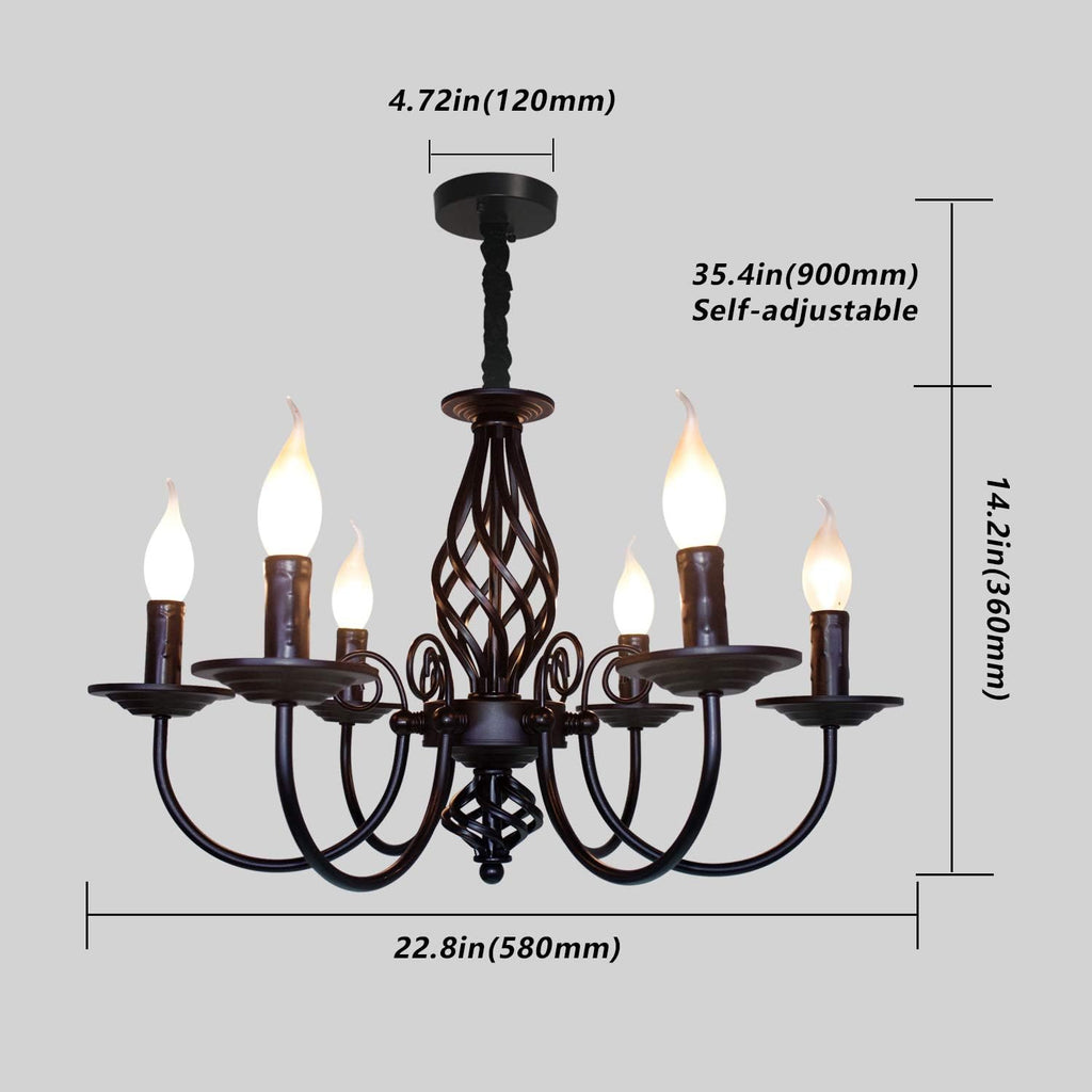 French Country 6 Lights Candle Chandelier U2847
