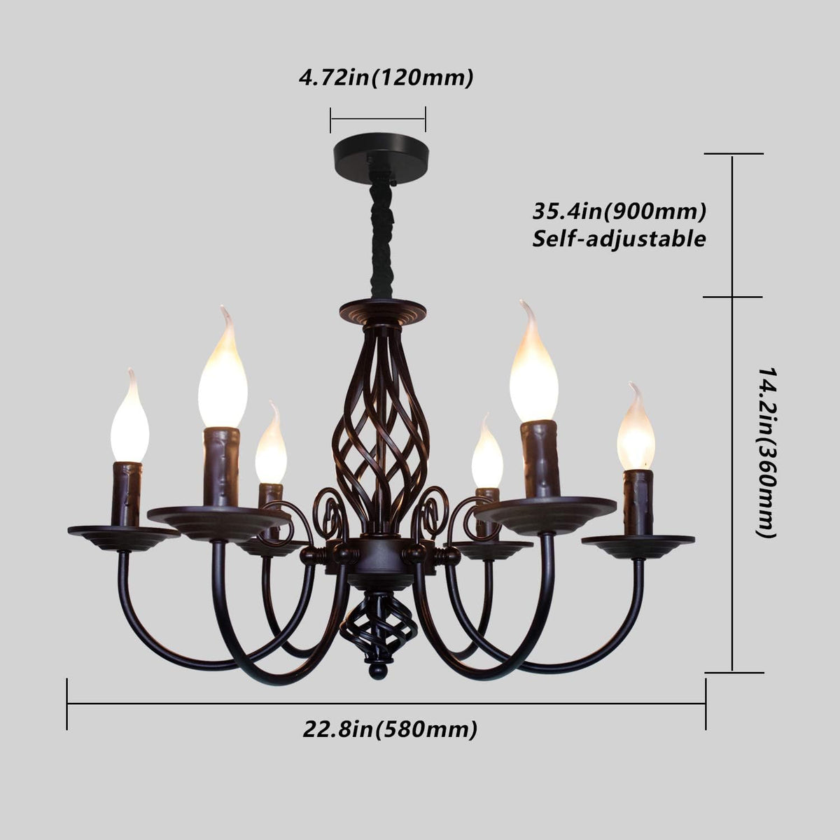 French Country 6 Lights Candle Chandelier U2847