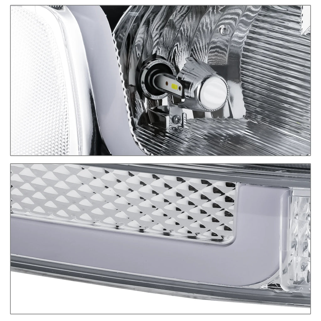 Switchback LED Tube DRL Headlights Assembly with 2 Pairs Pre-Assembled LED Bulbs B5118
