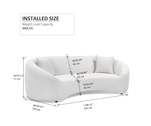 Light Gray Chenille Velvet 3 Seater Curved Sofa M910743