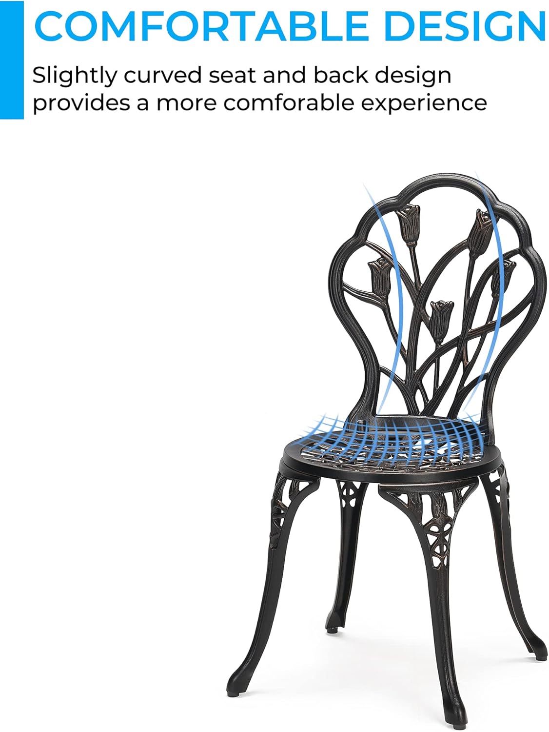 3-Piece Cast Aluminum Patio Bistro Set with Rust-Resistant Table and 2 Chairs O67574