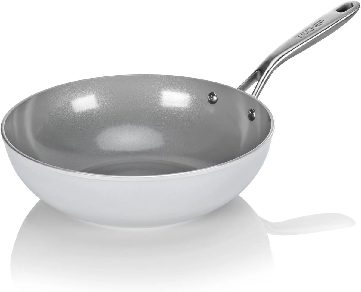 12" Ceramic Nonstick Wok with Glass Lid M220116