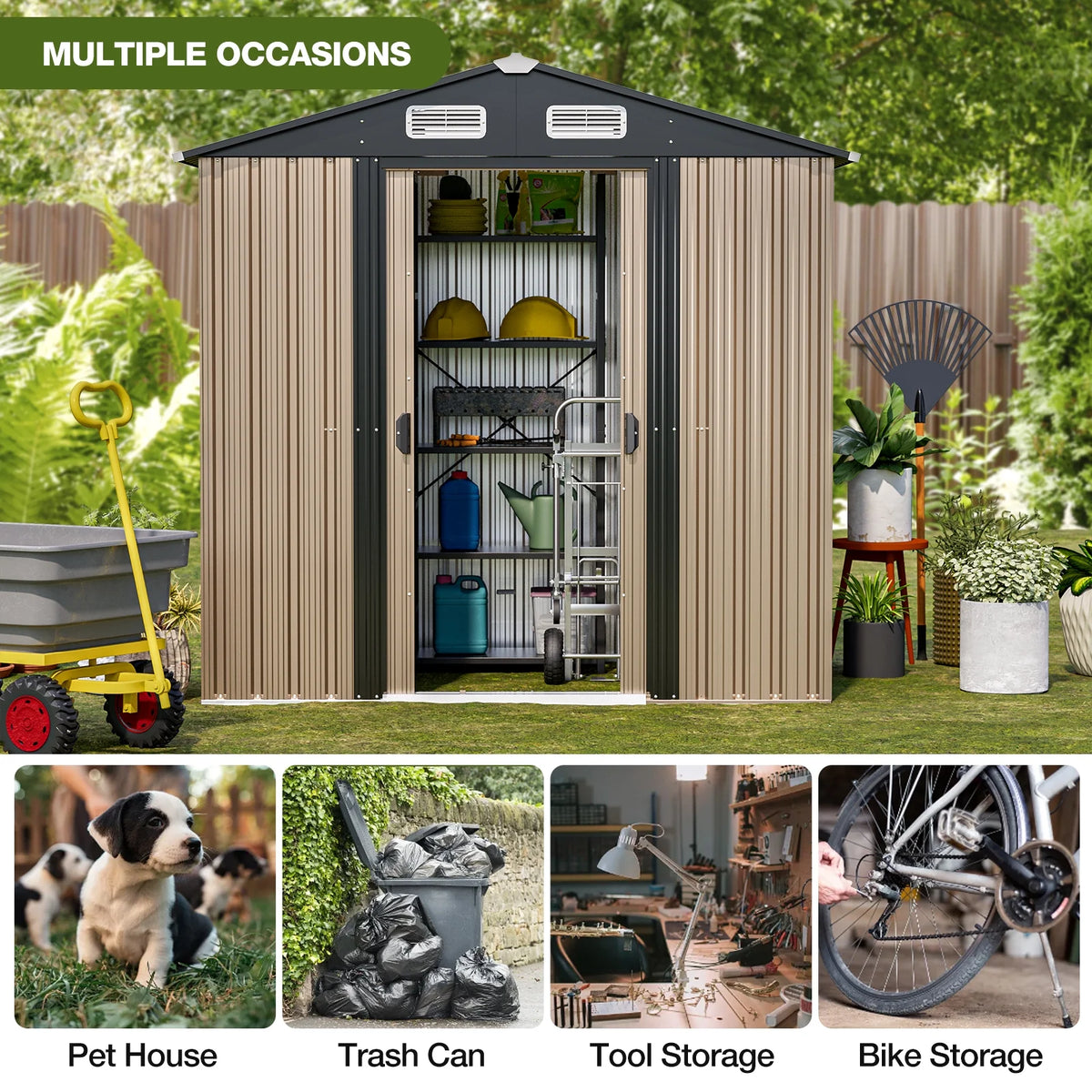 6 x 4 FT Waterproof Metal Outdoor Storage Shed V2585
