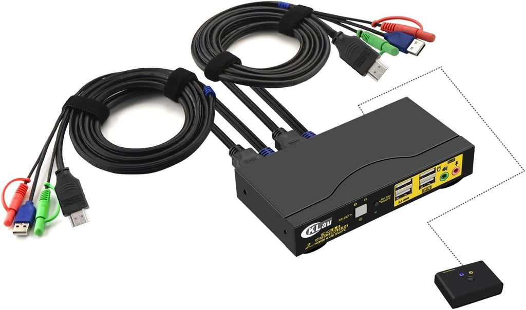 4 Port KVM HDMI Switch with Audio, Microphone, 2 USB 2.0 Hub and Cables D910533
