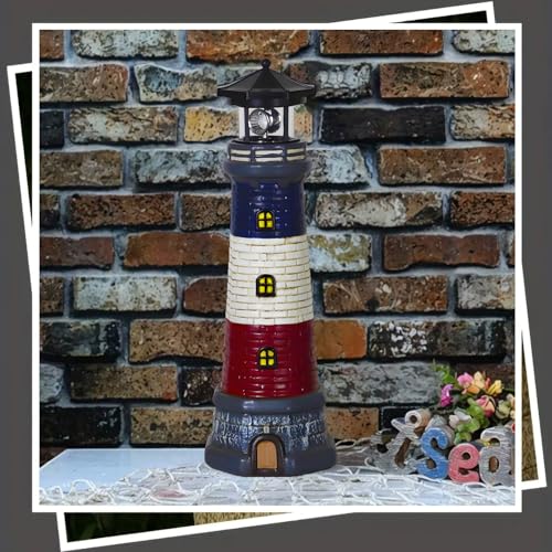 Red Solar Lighthouse Lawn Decoration C420