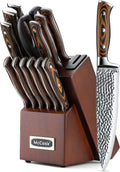 15-Piece Stainless Steel Knife Block Set with Built-in Sharpener I8106