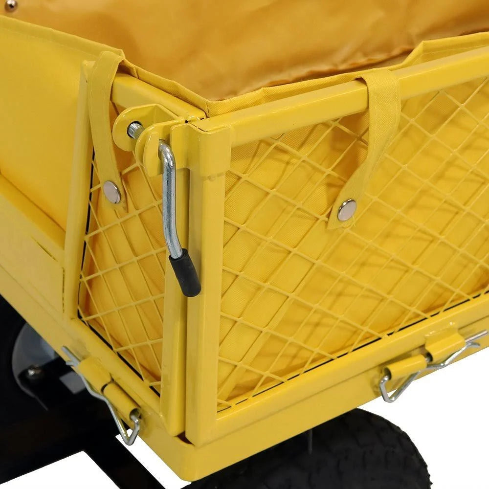 Yellow Utility Cart with Folding Sides and Liner Set W3387