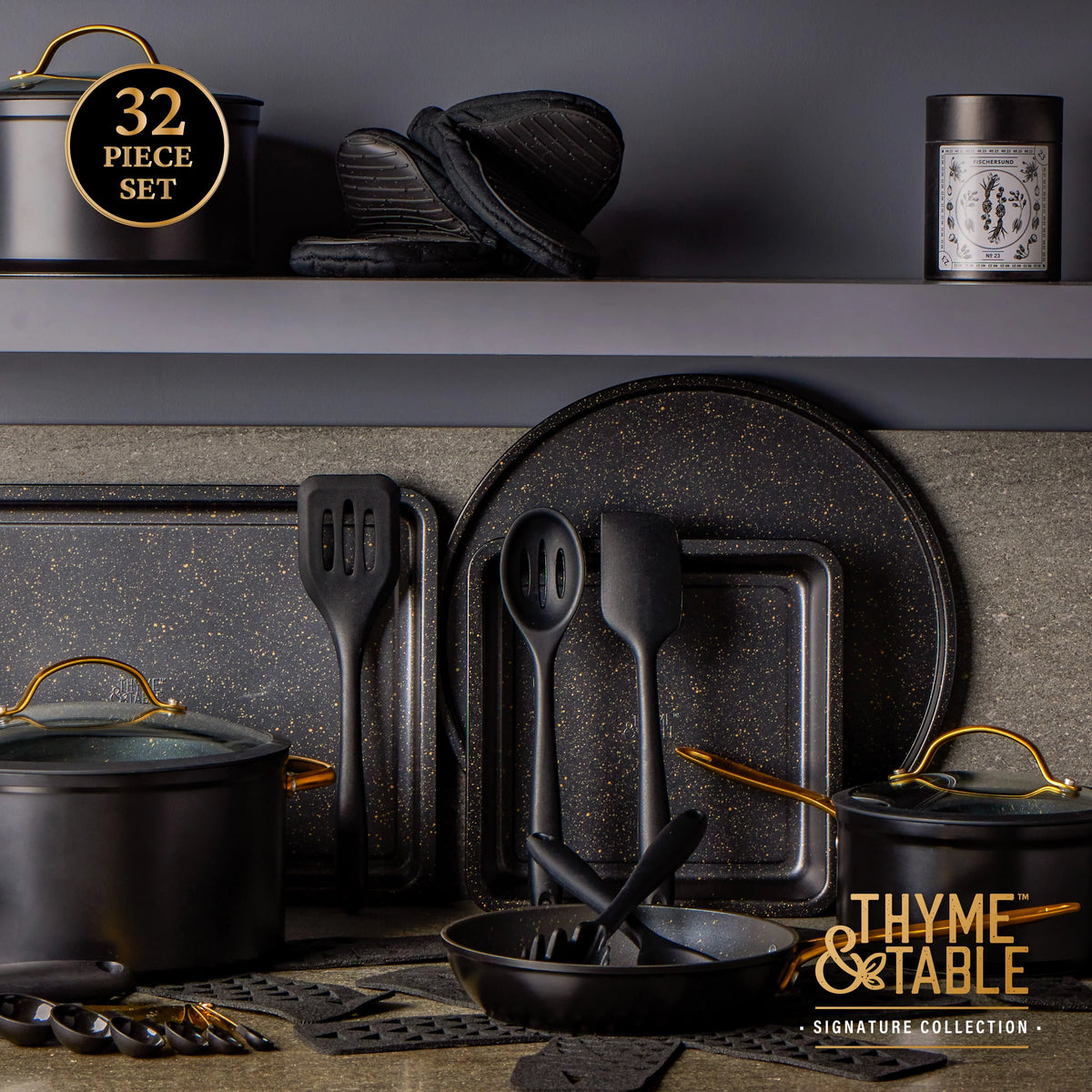32-Piece Non-Stick Cookware & Bakeware Set, Black W66482