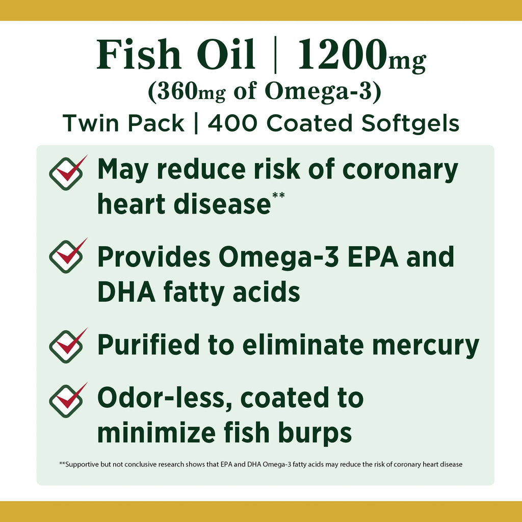 1200 Mg Fish Oil Softgels, 200 Ct, 2 Pack W64684