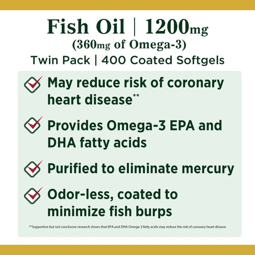 1200 Mg Fish Oil Softgels, 200 Ct, 2 Pack W64684