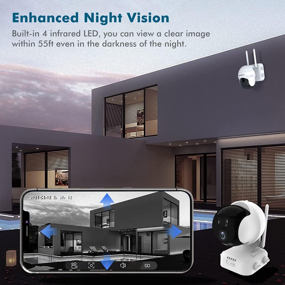 Wireless Outdoor WiFi Pan Tilt 360-degree Solar Security Camera P686505