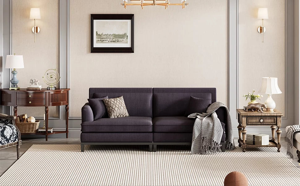Gray Upholstered Sofa with Wooden Legs N4539