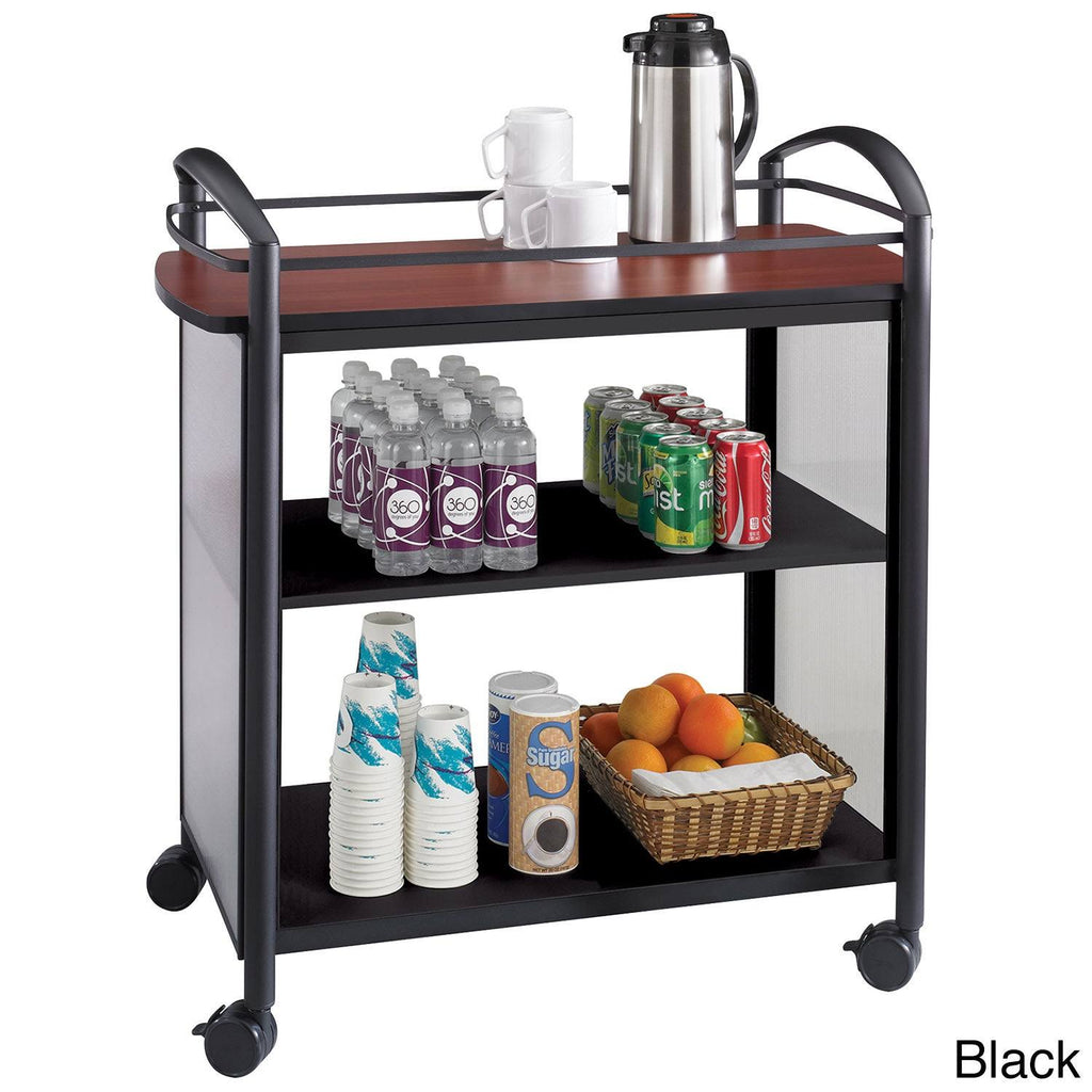 Black Cherry Polycarbonate Steel Beverage Cart Trolley with 3 Shelves R178219