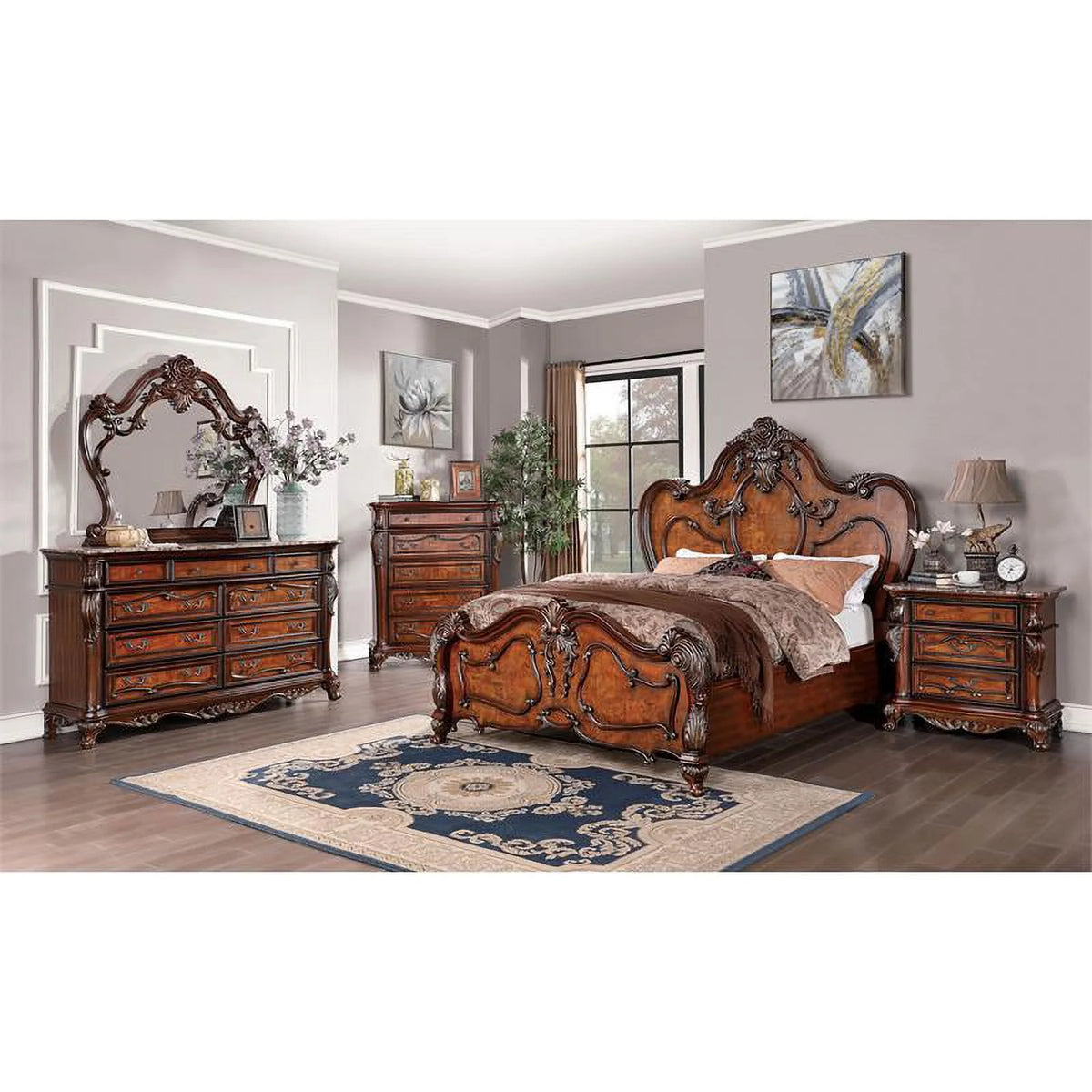 Traditional Wood 3-Drawer Nightstand O6242