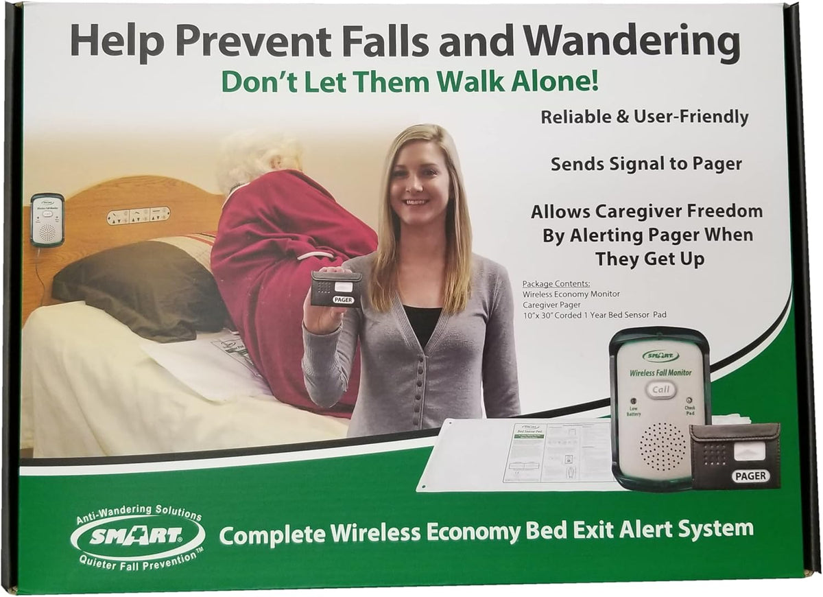 Wireless Fall Alert with 10in x 30in Bed Pad and Caregiver Pager C508030