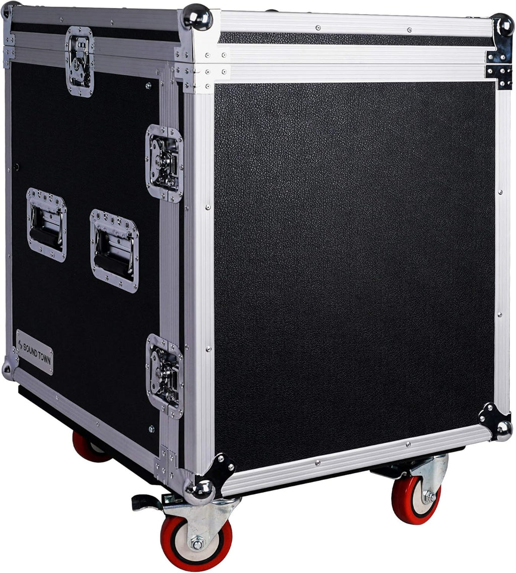 12U PA DJ Rack Case with Slant Mixer Top and Casters P2402