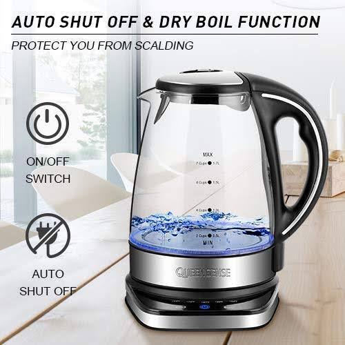 1500W 1.8 Quarts Electric Kettle with Borosilicate V987