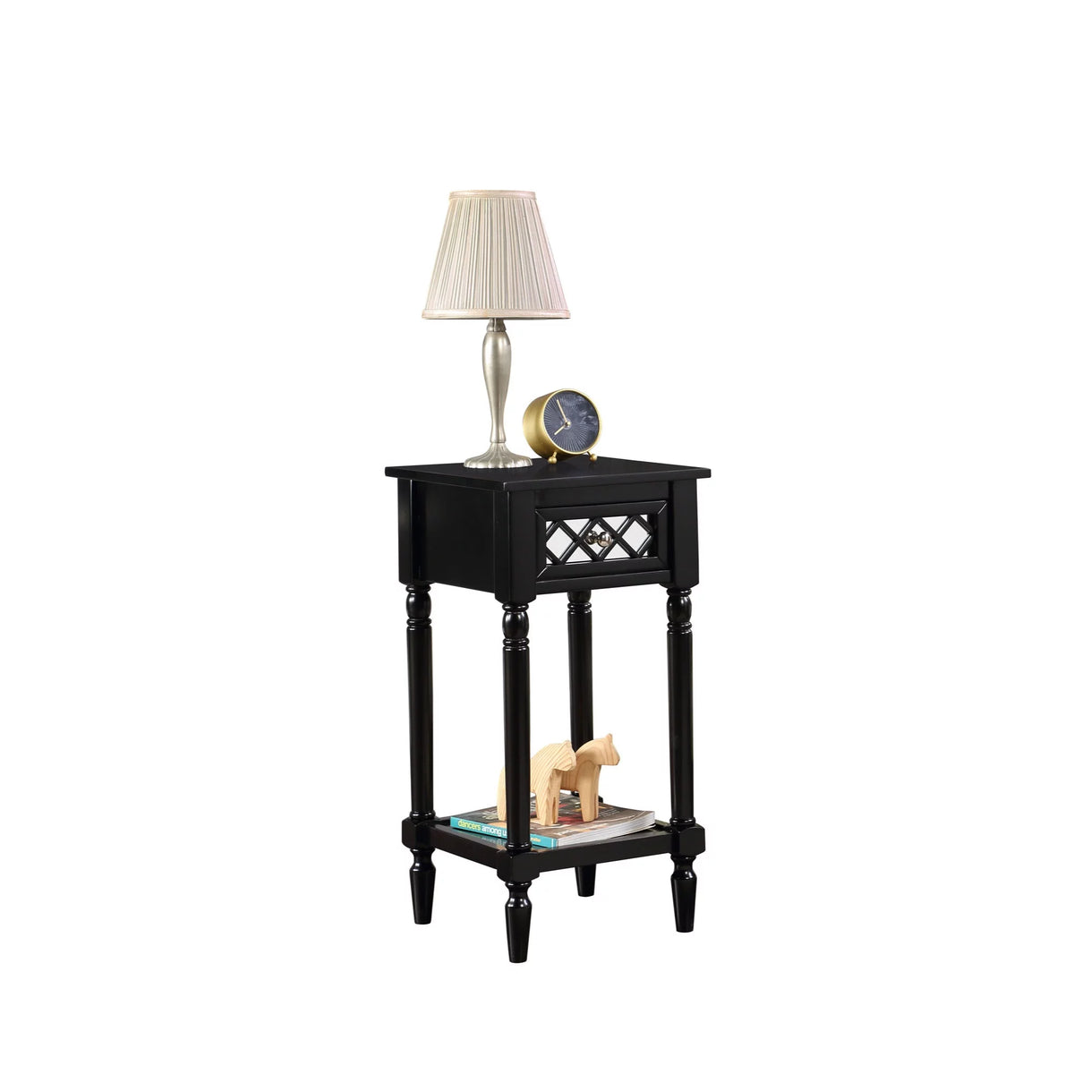 Black 1 Drawer Accent Table with Shelf M179845