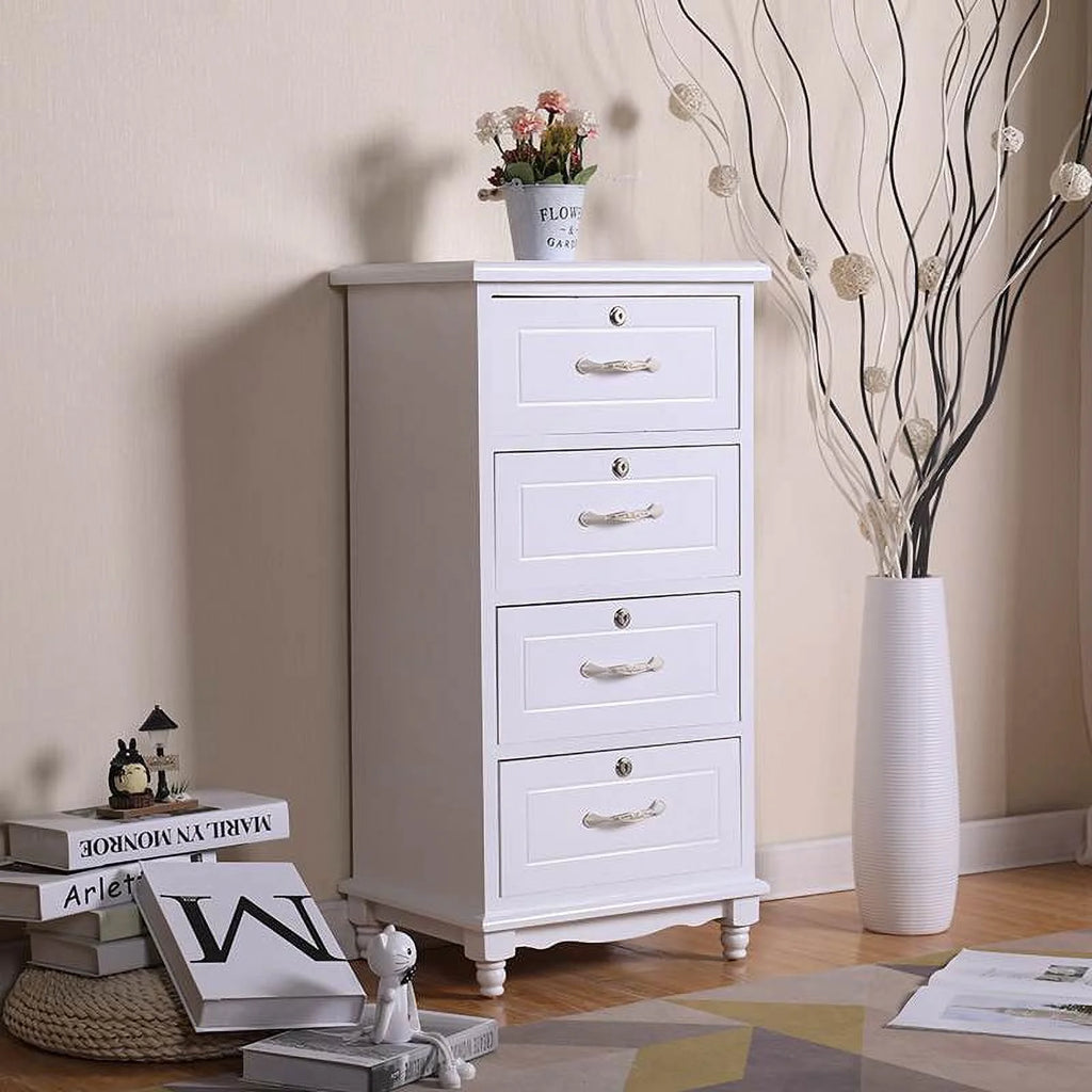 Set of 2 White Wood Nightstand with 2 Drawer V45699