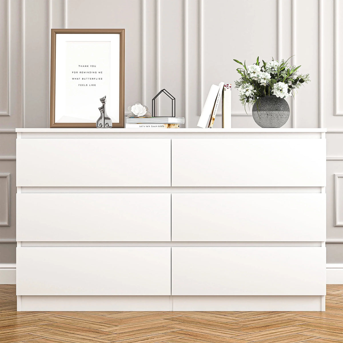 Black 6 Drawer Wood Dresser B6540
