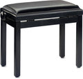 Adjustable Piano Bench High Gloss Black Vinyl Seat I3845