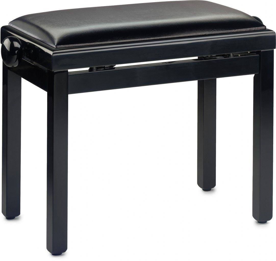 Adjustable Piano Bench High Gloss Black Vinyl Seat I3845