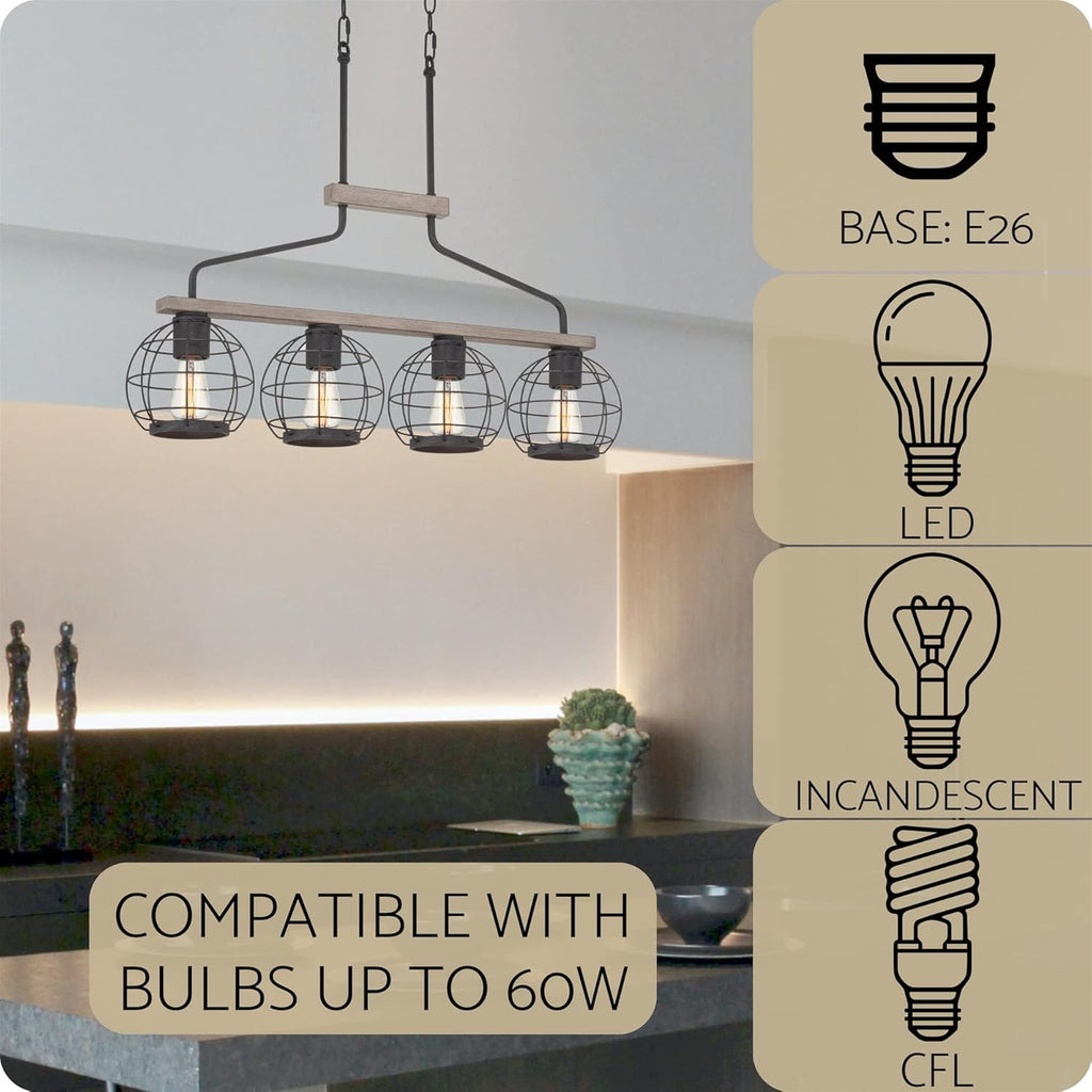Farmhouse Island Light with Round Cage Shades L80381