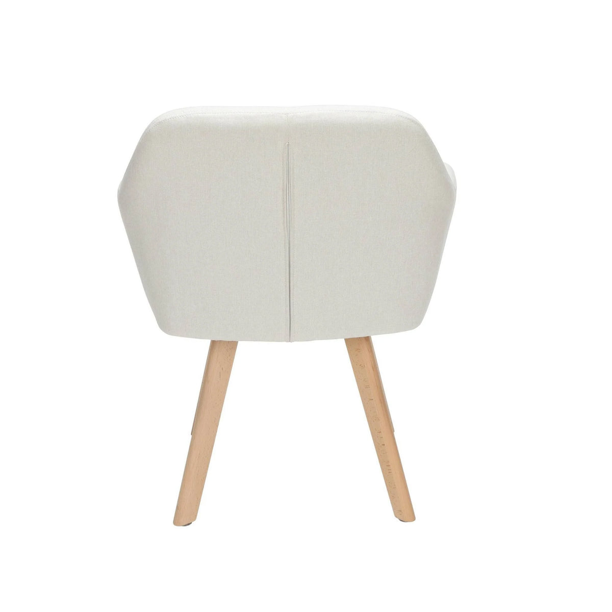 Beige Tufted Fabric Accent Chair with Arms and Solid Beechwood Legs W1578