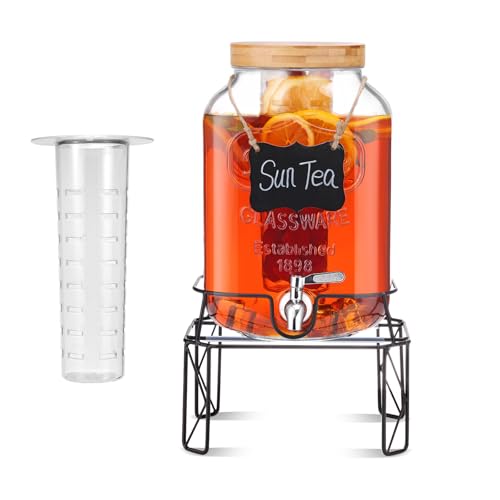 2 Gallon Glass Beverage Dispenser with Stand B665