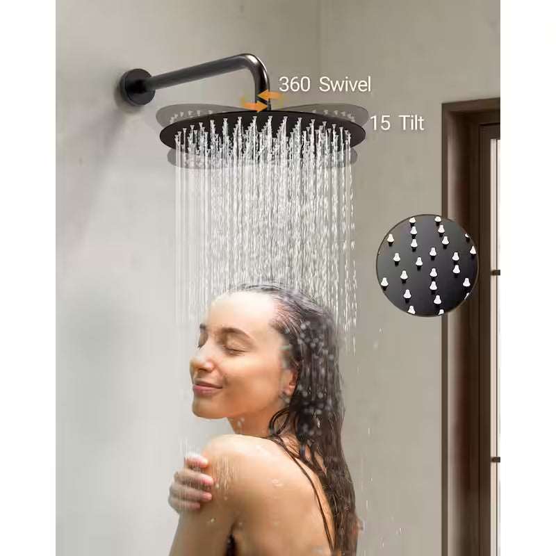 10 in. Wall Mount Shower Head and Tub Faucet 2.5 GPM Matte Black X899
