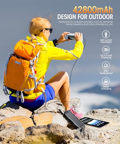 42800mAh Solar Power Bank with Flashlight (Orange) Y89972