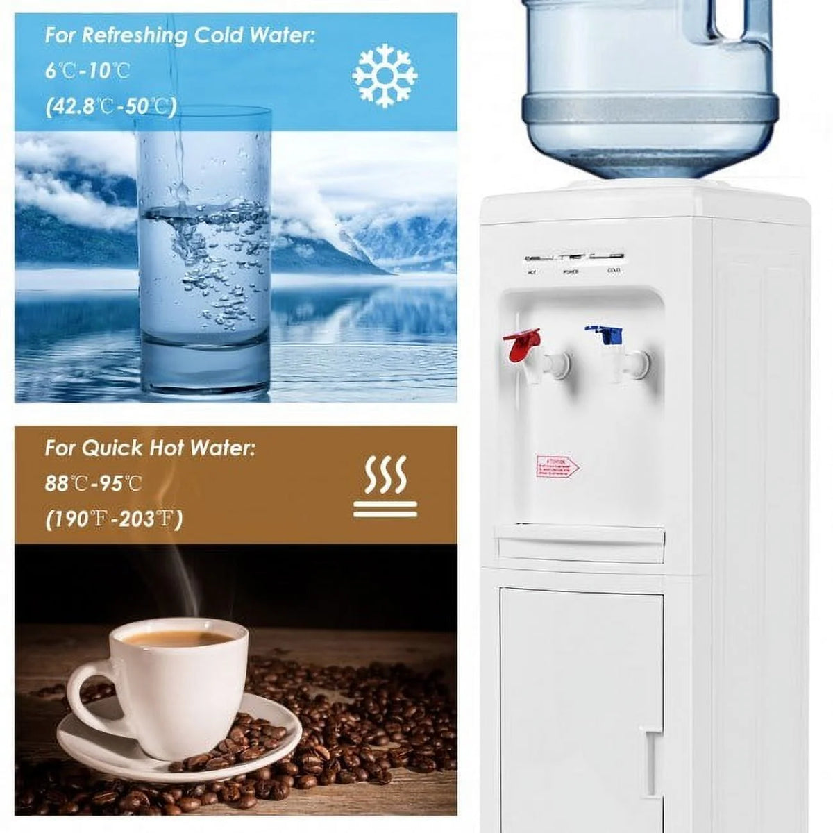 5 Gallons Hot and Cold Water Cooler Dispenser with Child Safety Lock U441