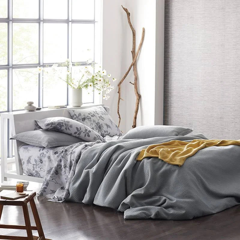 White Geometric Cotton Reversible Full Duvet Cover E4172