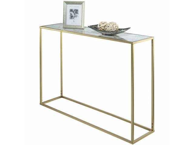 Gold Faux Marble Top Console Table J674242