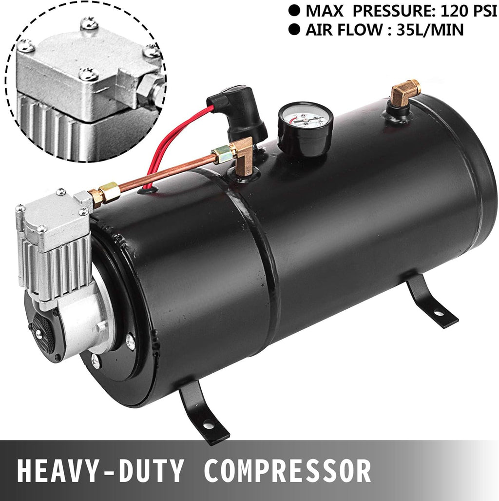 12V Air Compressor with Tank 0.8 Gallon/3 L, 120 psi Working Pressure I239