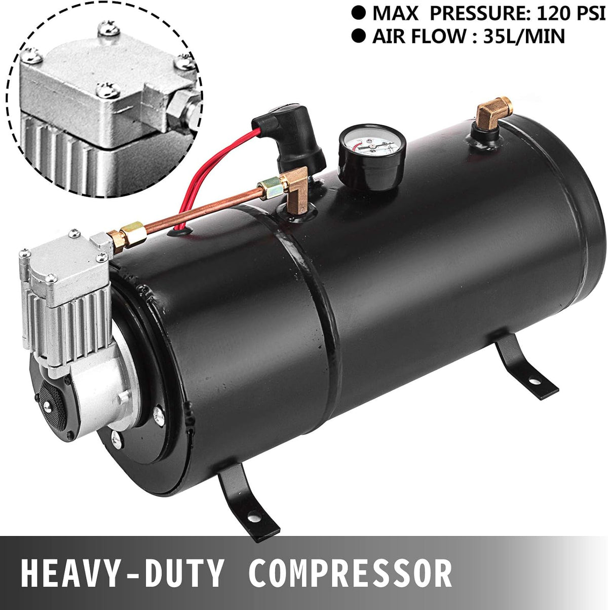 12V Air Compressor with Tank 0.8 Gallon/3 L, 120 psi Working Pressure I239