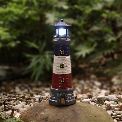 Red Solar Lighthouse Lawn Decoration C420