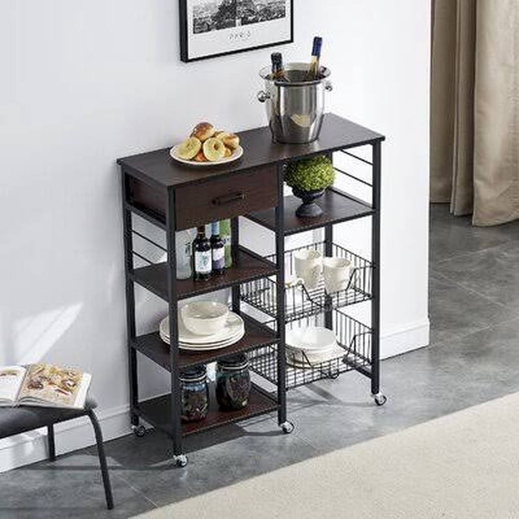Black Mobile Kitchen Cart Y62766