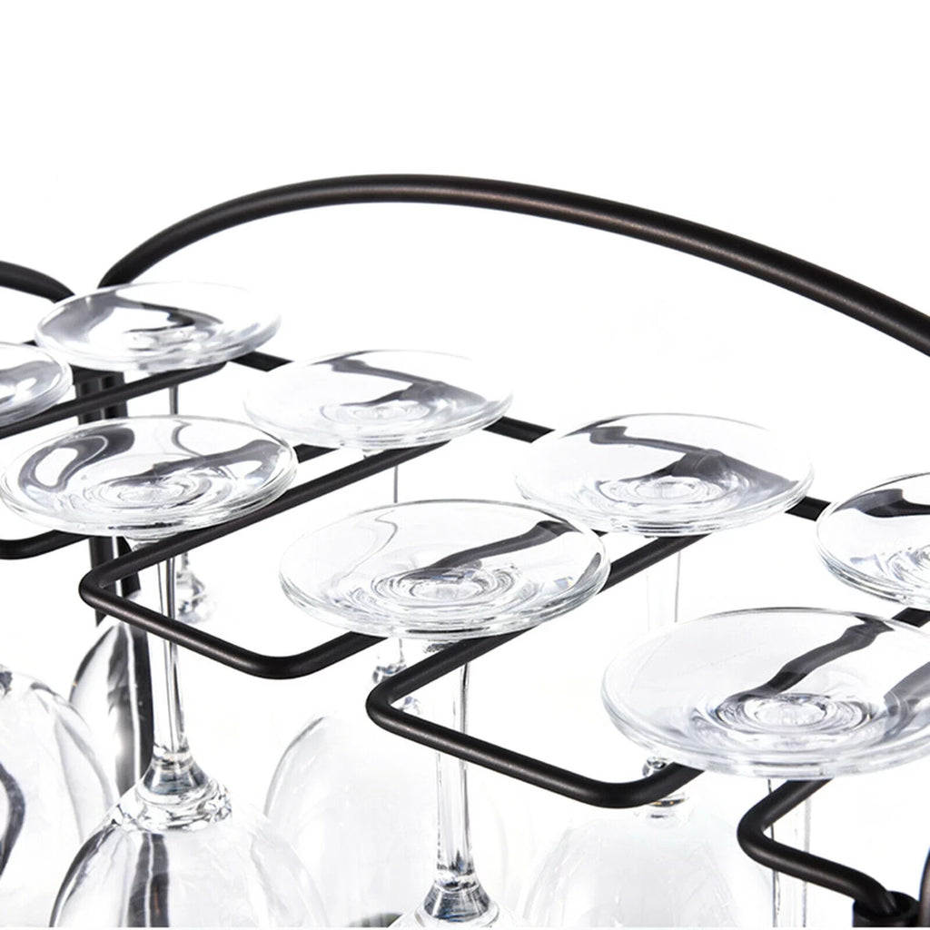 Metal Wine Rack with Glass Holder for 8 Bottles and 8 Glasses G789592
